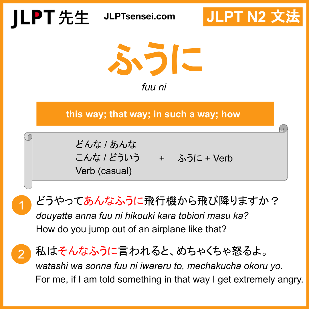 Fuu Ni Jlpt N Grammar Meaning Learn Japanese Flashcards Guia De Japones