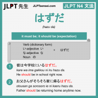 hazu da はずだ はずだ jlpt n4 grammar meaning 文法 例文 learn japanese flashcards