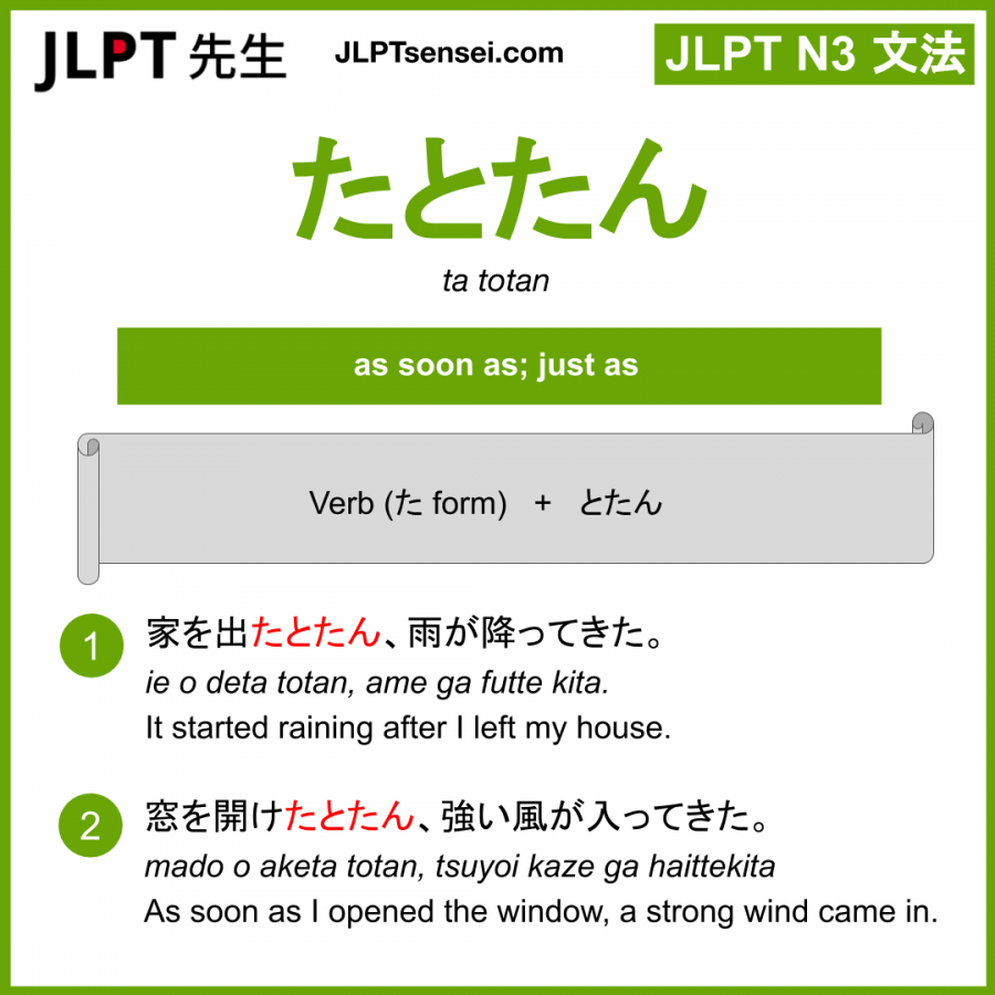 JLPT N3 Grammar: とたん (totan) - Learn Japanese | JLPT Sensei