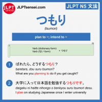 tsumori つもり jlpt n5 jlpt n5 grammar meaning 文法 例文 learn japanese flashcards