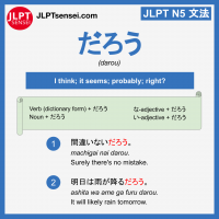 darou だろう jlpt n5 grammar meaning 文法例文 learn japanese flashcards
