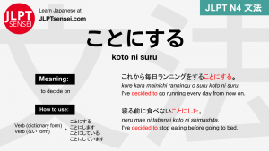 ni suru にする jlpt n5 grammar meaning 文法例文 learn japanese flashcards – Guia  de Japones