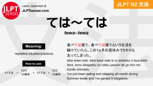 tewa~tewa ては ～ては jlpt n2 grammar meaning 文法 例文 japanese flashcards