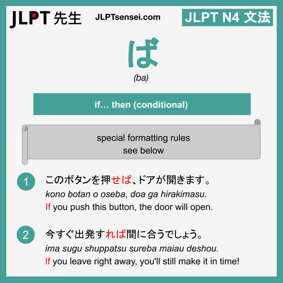Gramática JLPT N4: ば (ba) Conditional Form – guiadejapones.com