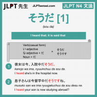 sou da そうだ そうだ jlpt n4 grammar meaning 文法 例文 learn japanese flashcards 1