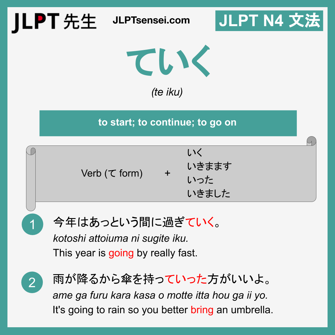 te-iku-jlpt-n4-grammar-meaning-learn-japanese-flashcards