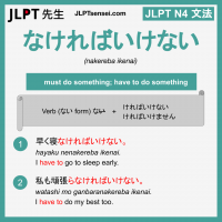 nakereba ikenai なければいけない なければいけない jlpt n4 grammar meaning 文法 例文 learn japanese flashcards