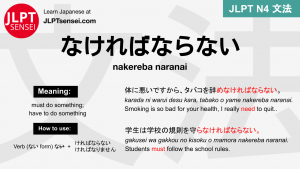 nakereba naranai なければならない なければならない jlpt n4 grammar meaning 文法 例文 japanese flashcards