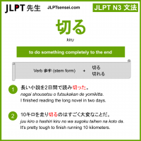 kiru 切る きる jlpt n3 grammar meaning 文法 例文 learn japanese flashcards