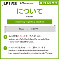 ni tsuite について jlpt n3 grammar meaning 文法 例文 learn japanese flashcards