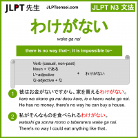 wake ga nai わけがない jlpt n3 grammar meaning 文法 例文 learn japanese flashcards