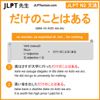 dake no koto wa aru だけのことはある jlpt n2 grammar meaning 文法 例文 learn japanese flashcards