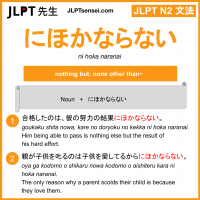 ni hoka naranai にほかならない jlpt n2 grammar meaning 文法 例文 learn japanese flashcards