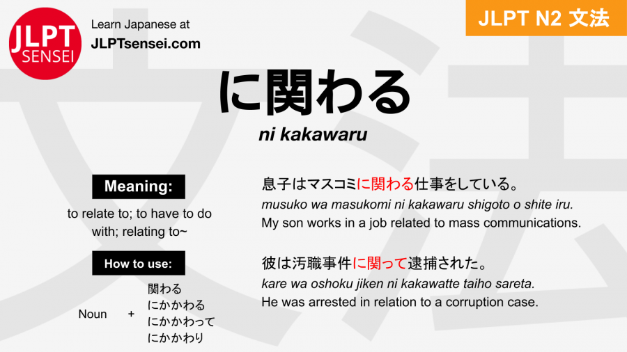 Gramática JLPT N2: に関わる (ni kakawaru) Significado – guiadejapones.com