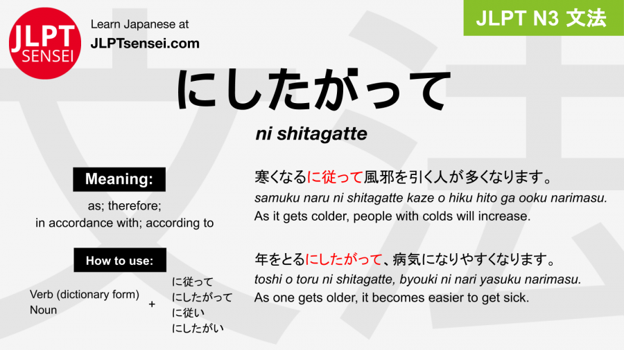 Gramatica Jlpt N3 にしたがって Ni Shitagatte Significado Guiadejapones Com