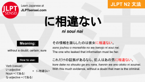 ni souinai に相違ない にそういない jlpt n2 grammar meaning 文法 例文 japanese flashcards