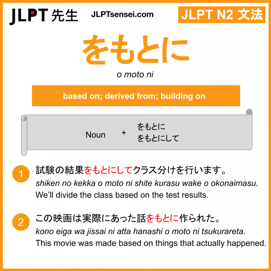 Gramática JLPT N2: をもとに (o moto ni) Significado – guiadejapones.com