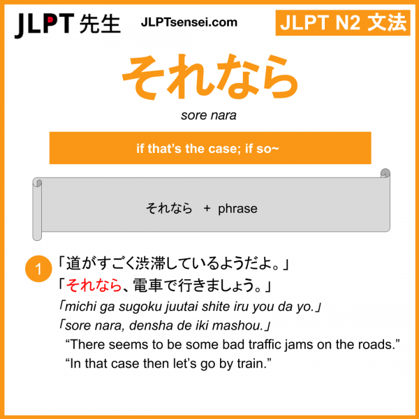 sore nara それなら jlpt n2 grammar meaning 文法 例文 learn japanese flashcards ...