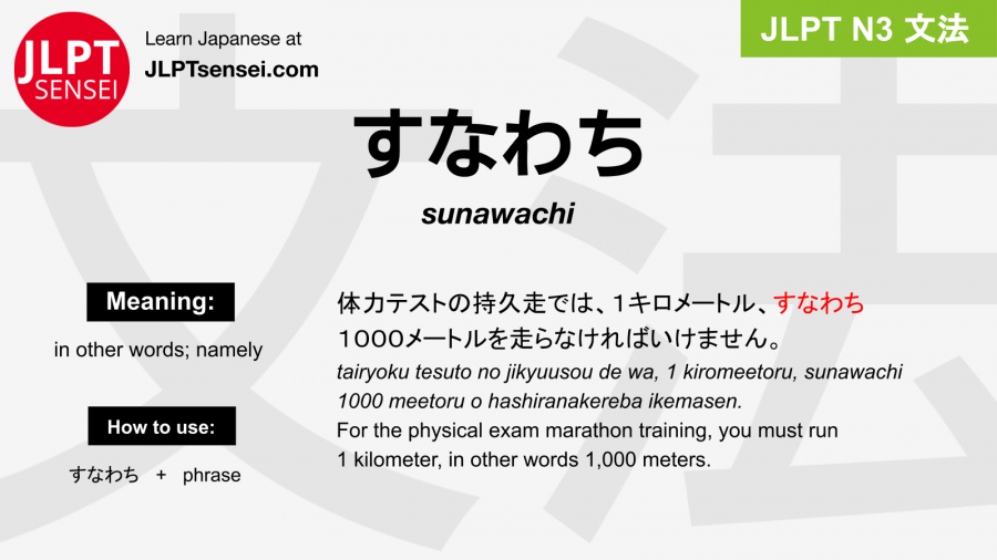 Gramatica Jlpt N3 すなわち Sunawachi Significado Guiadejapones Com