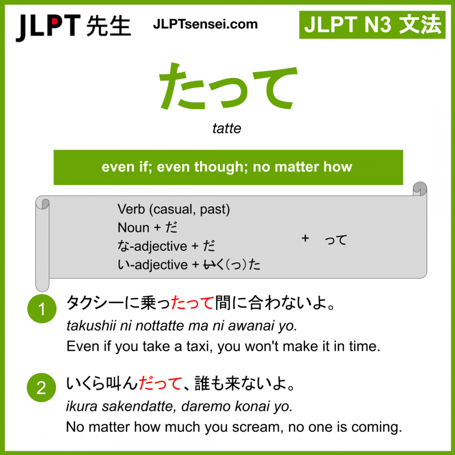 Gramática JLPT N3: たって (tatte) Significado – guiadejapones.com
