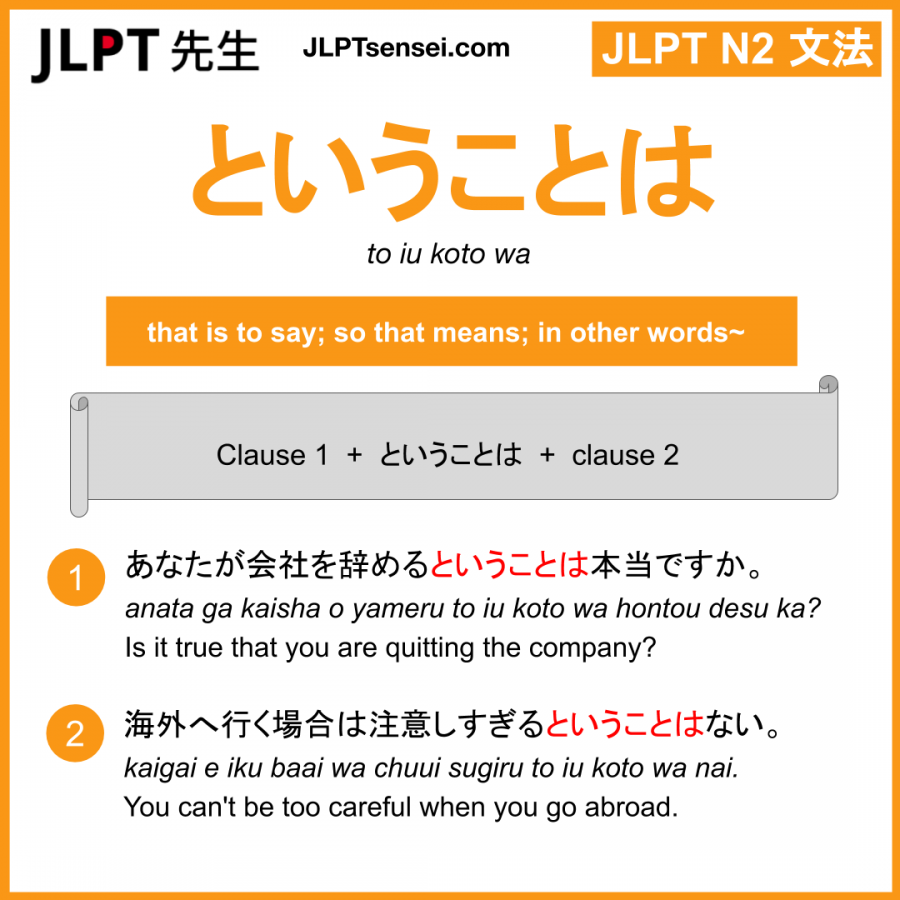 Gramática JLPT N2: ということは (to iu koto wa) Significado – guiadejapones.com